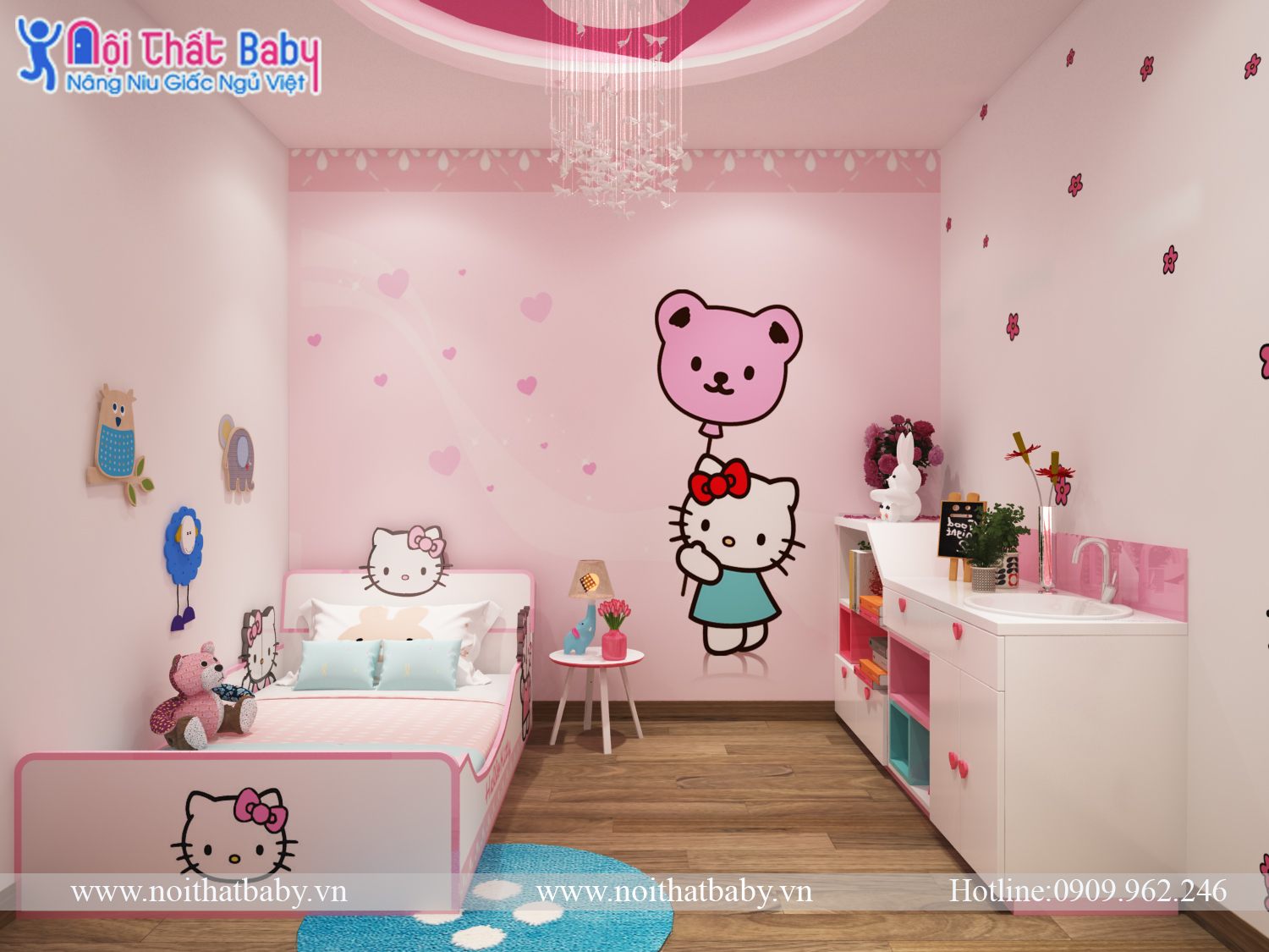 Giường ngủ baby hình Hello Kitty dễ thương và đáng yêu